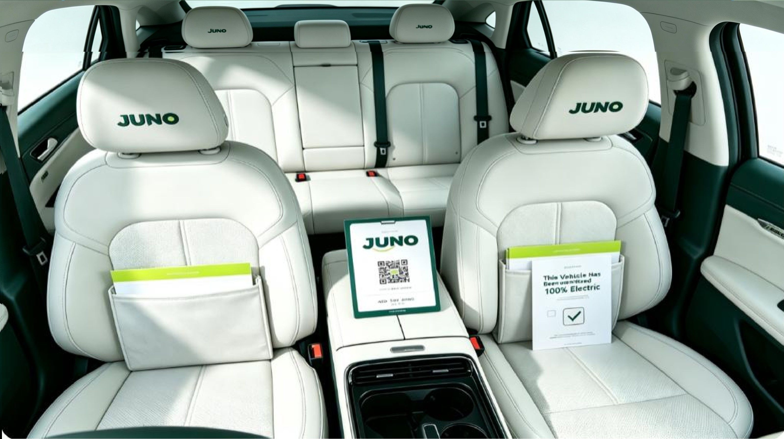 Interior cabin of a JUNO electric taxi